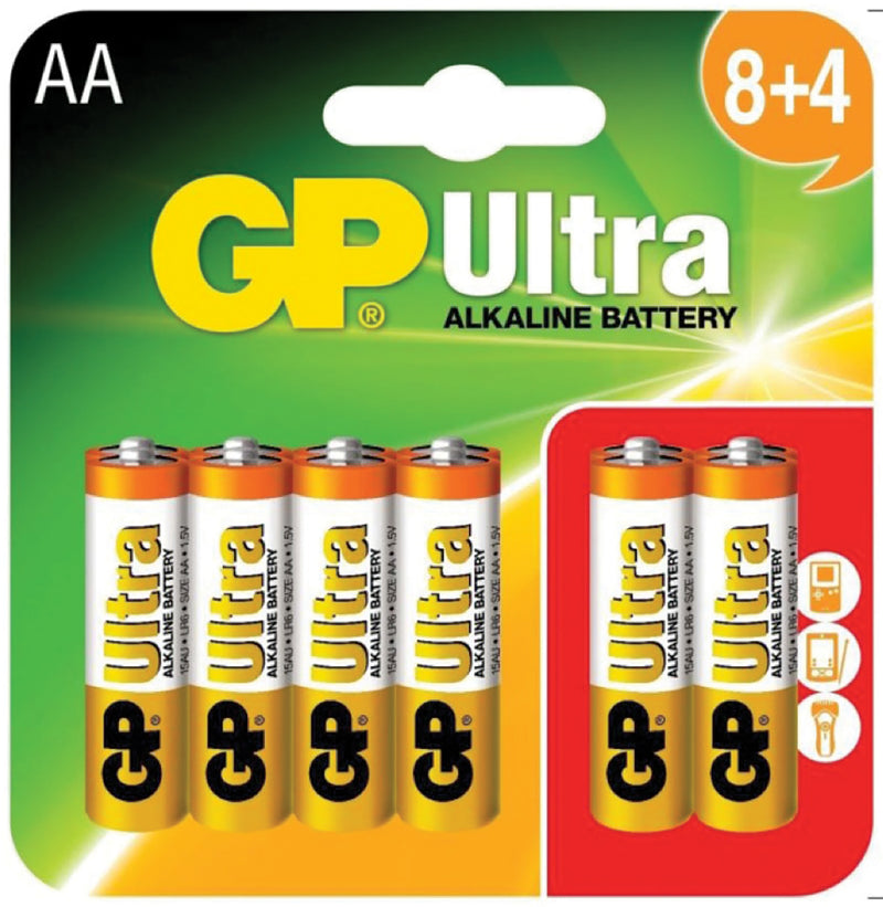 GP Ultra Alkaline AA Batteries (12 pack)