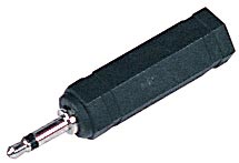 LP1 Single Headphone Adaptor - 6.35mm mono socket to 3.5mm mono jack plug (Large to Small)