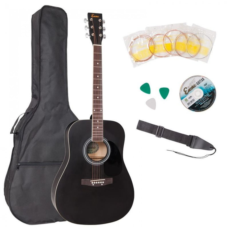 Encore Dreadnought Acoustic Guitar Package, Black