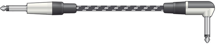 Classic Retro Braided Guitar Lead 10ft/3m with Straight/Angled Metal Jack Plugs