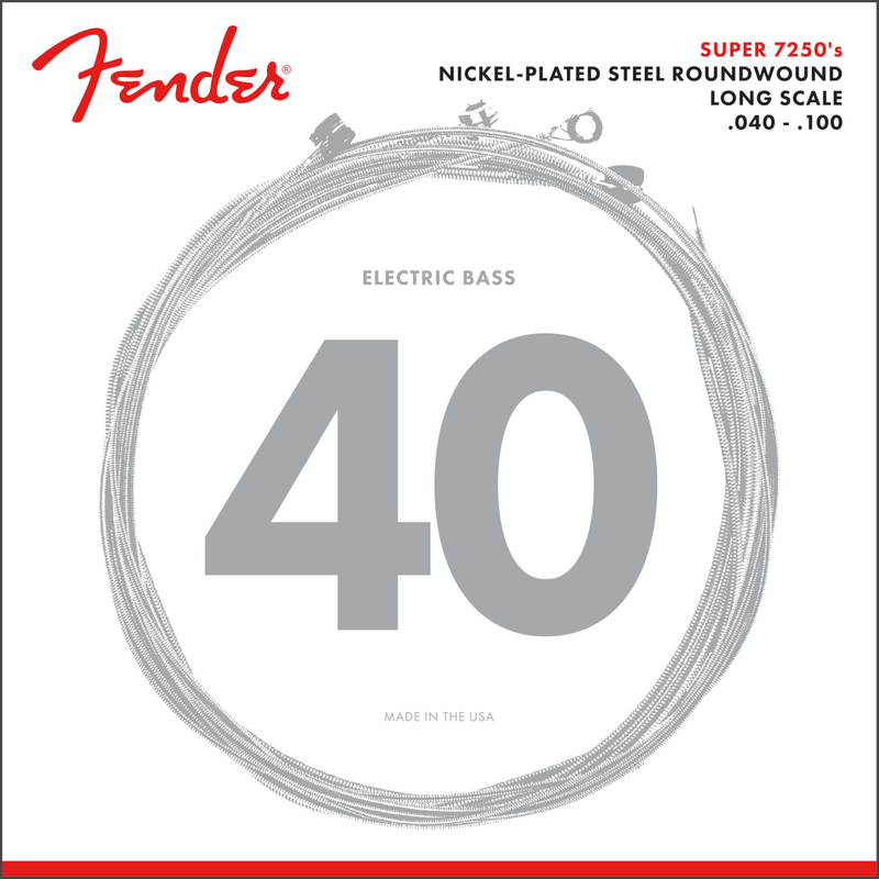 Fender 7250 Nickel Plated Steel Bass Guitar Strings - 40-100