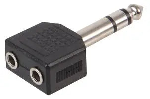 LP11 Double Headphone Adaptor - 2 x 3.5mm mono sockets to 6.35mm stereo jack plug (Small to Large)