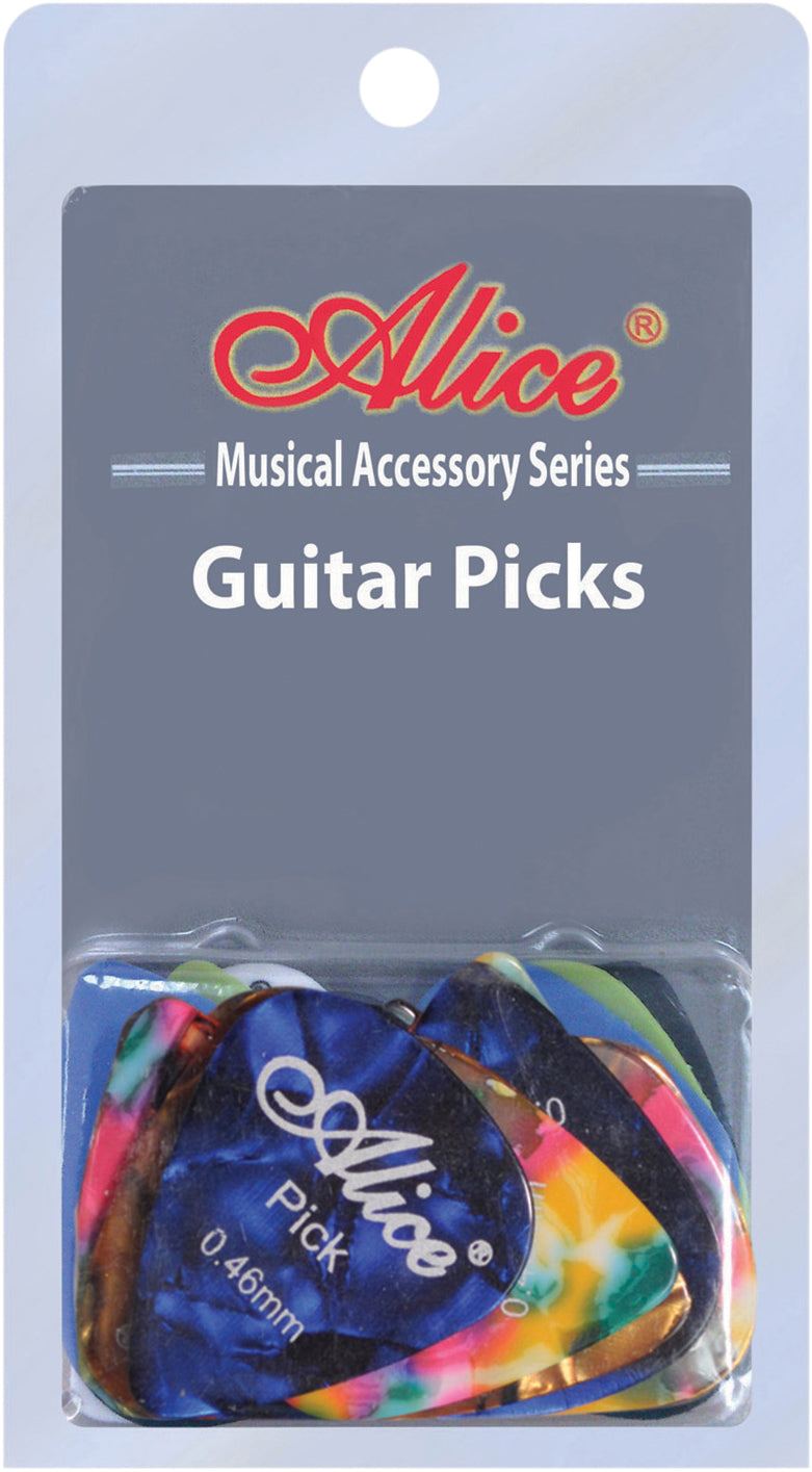 12 Assorted Colour (3 Designs) Celluloid Guitar Picks (0.46mm)