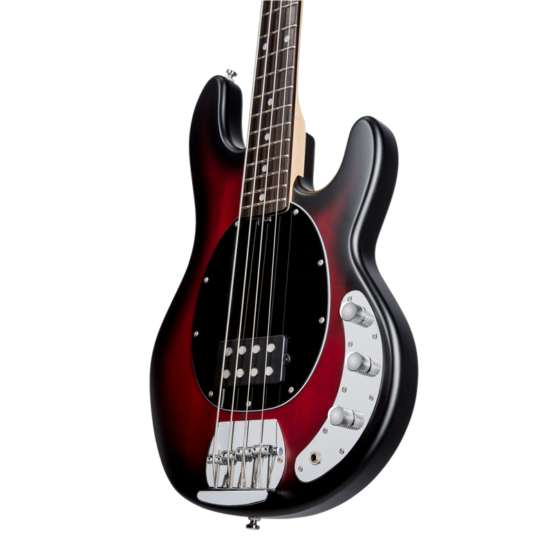 Sterling by Music Man Sub RAY4 RN Bass Guitar - Ruby Red Burst Satin
