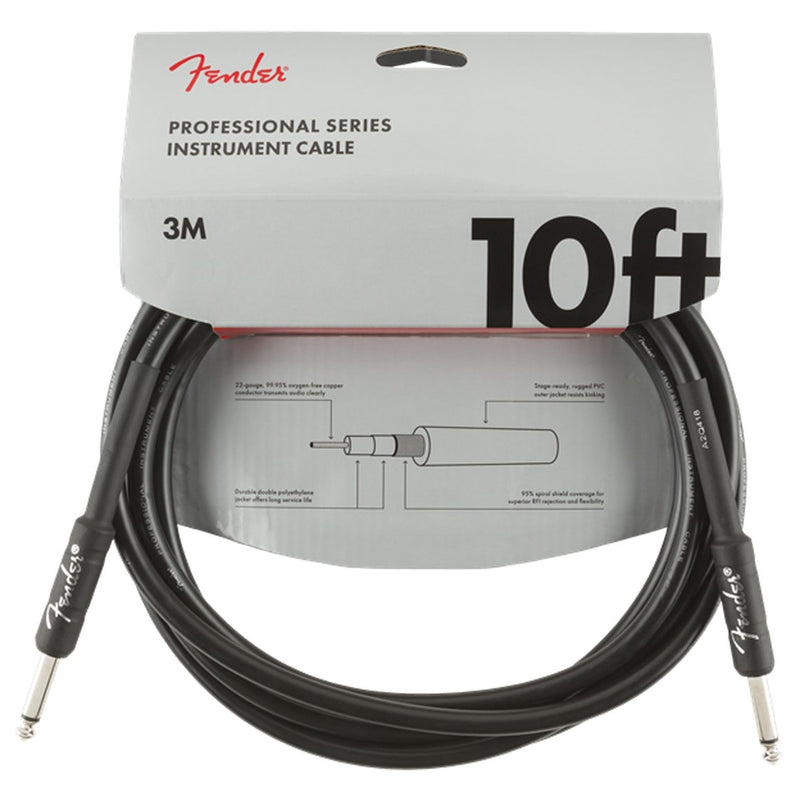Fender Professional 10ft Straight Instrument Cable, Black