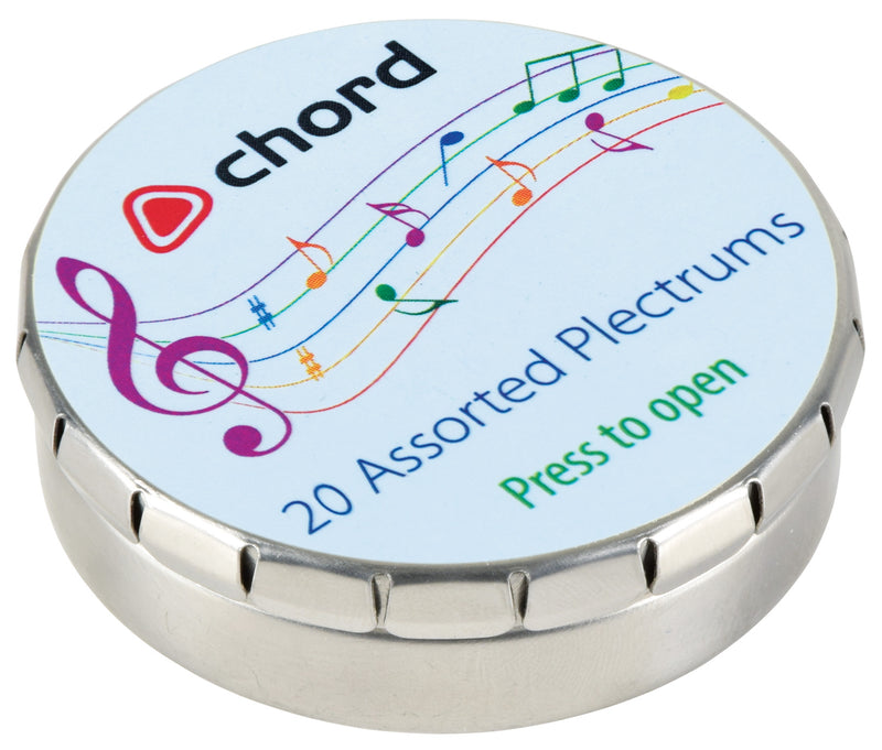 20 Chord Assorted Plectrums In A Tin