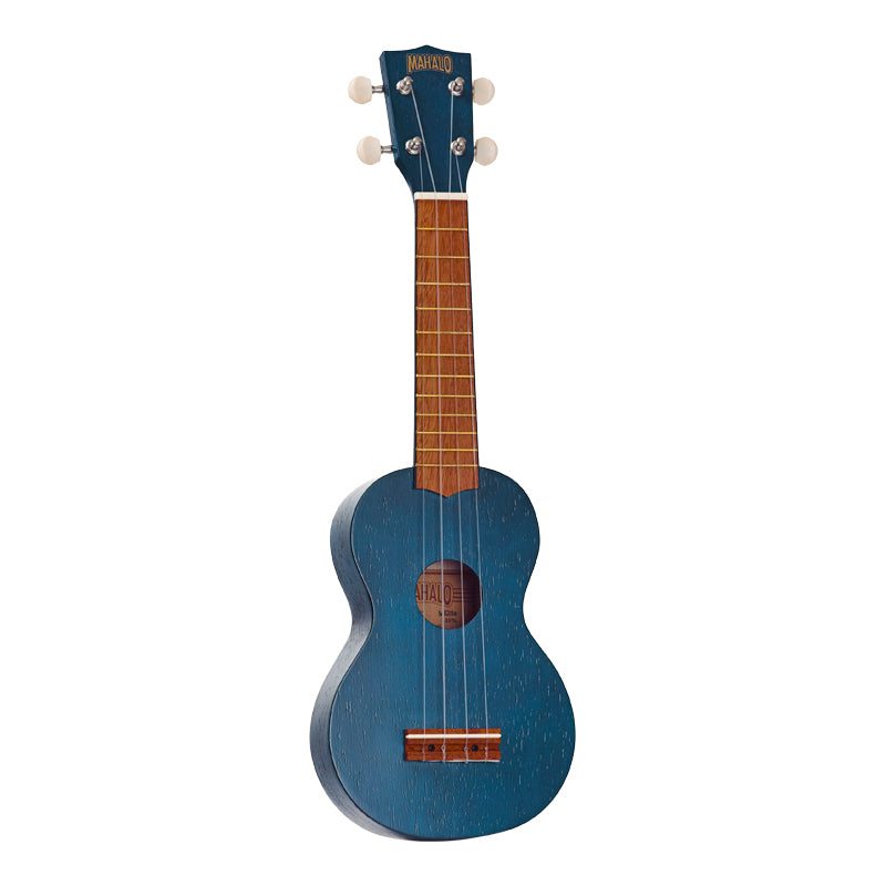 Mahalo Kahiko Soprano Ukulele - Blue Transparent Colour - Includes a Carry Bag