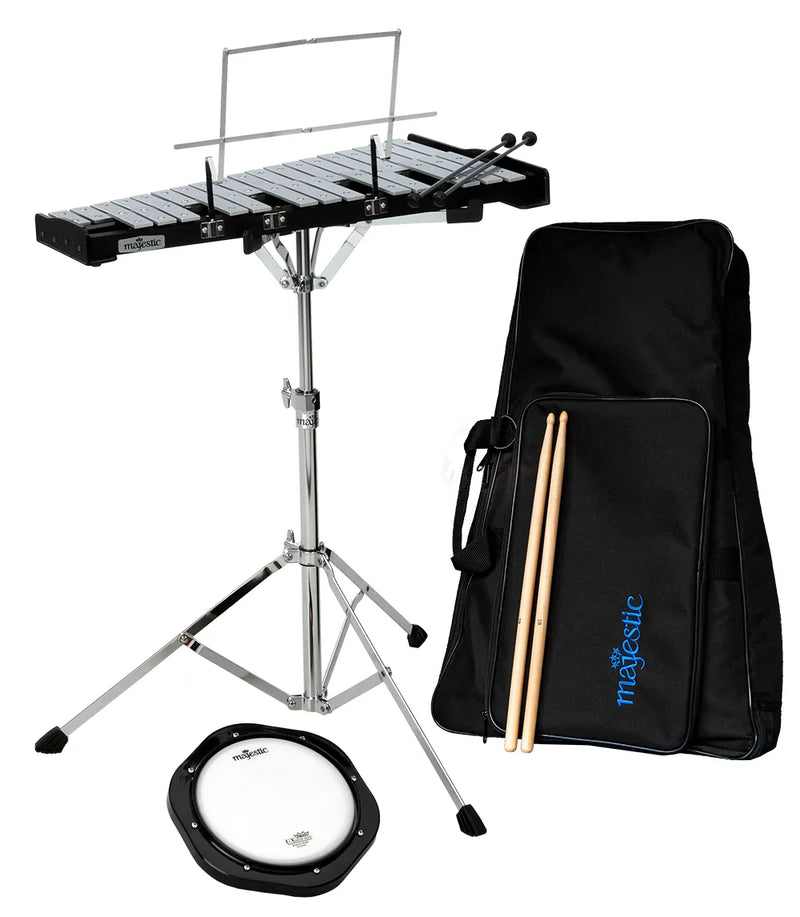 Majestic 32P Glockenspiel & 8" Practice Pad Kit with Backpack