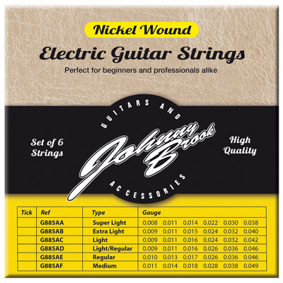 Johnny Brook Nickel Wound Electric Guitar Strings Set of 6 - Light