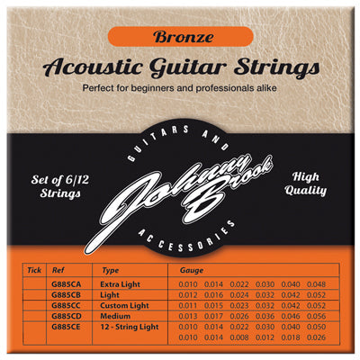 Johnny Brook Bronze Acoustic Guitar Strings Set of 6 - Extra Light