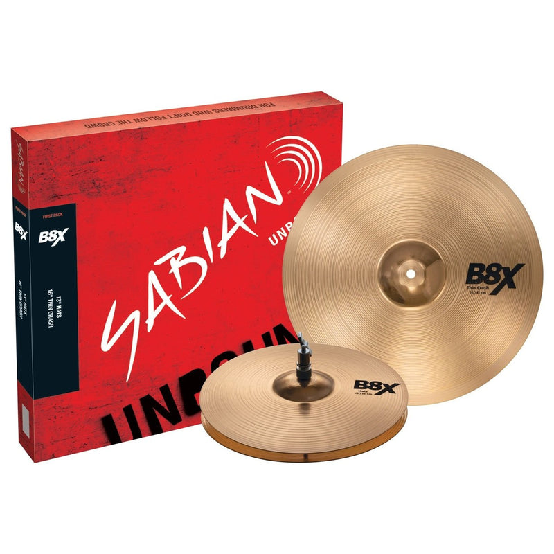 Sabian B8X First Pack Cymbal Set - 13" Hi-Hats, 16" Crash
