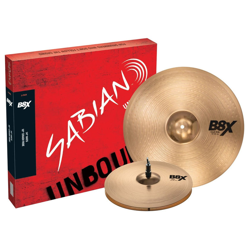 Sabian B8X 2 Pack Cymbal Set - 14" Hi-Hats, 18" Crash/Ride