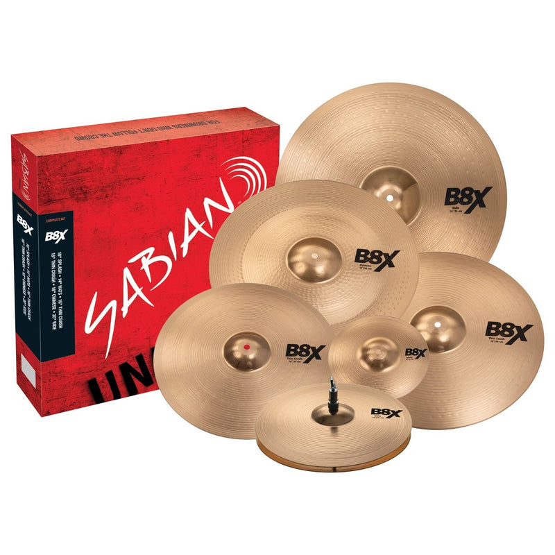 Sabian B8X Complete Cymbal Set - 10" Splash, 14" Hi-Hats, 16" Thin Crash, 18" Thin Crash, 18" Chinese, 20" Ride
