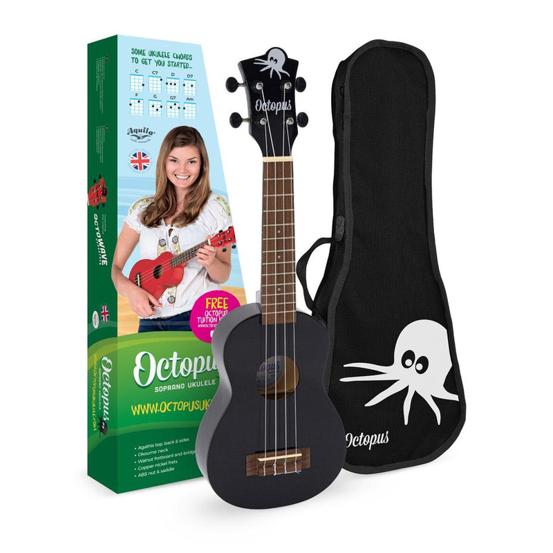 Octopus UK205 New 2021 soprano ukulele - Metallic Black