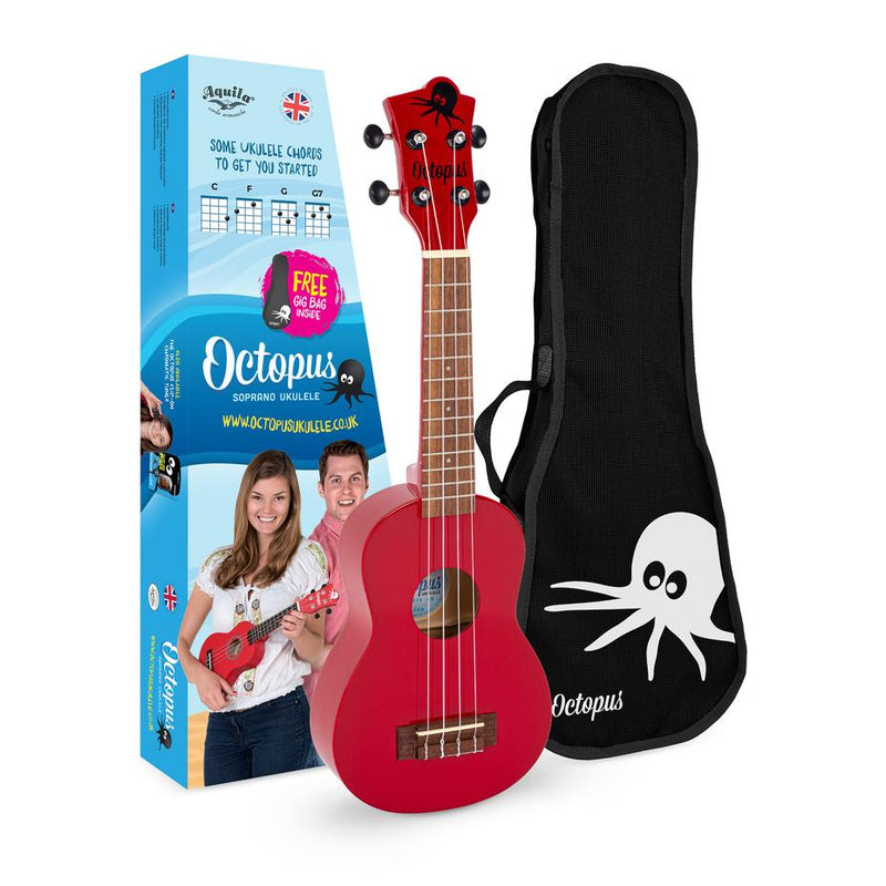 Octopus UK205 New 2021 soprano ukulele - Candy Apple Red