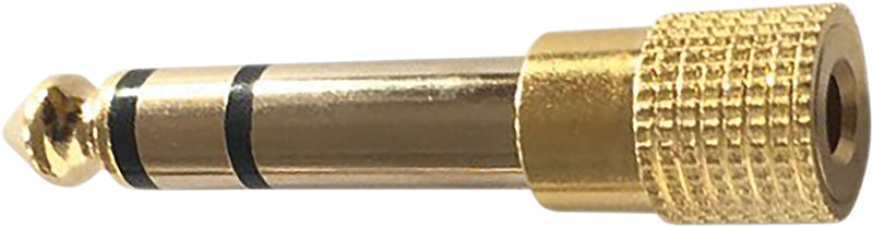 LP6G Single Headphone Adaptor - Gold Imitation 3.5mm stereo socket to 6.35mm stereo jack plug (Small to Large)