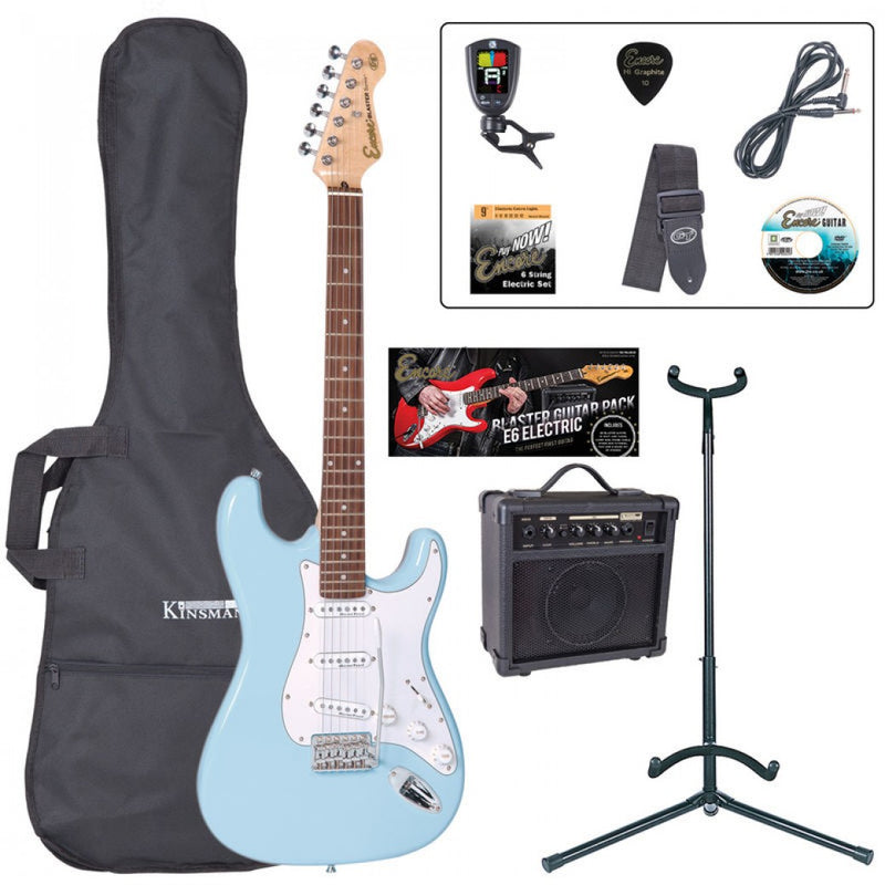 Encore Electric Guitar Package, Laguna Blue