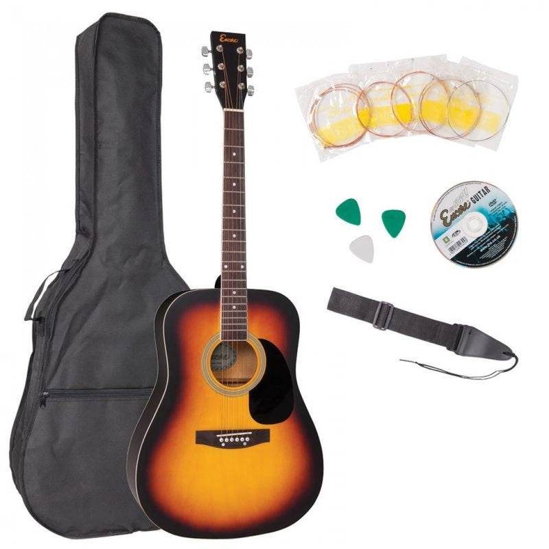 Encore Dreadnought Acoustic Guitar Package, Sunburst