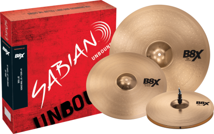 Sabian B8X Performance Cymbal Set - 14″ Hats, 16″ Thin Crash, 20″ Ride