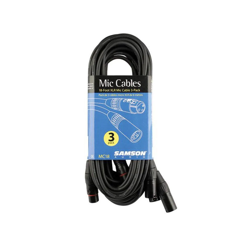 Samson 18ft Microphone Cable 3-Pack