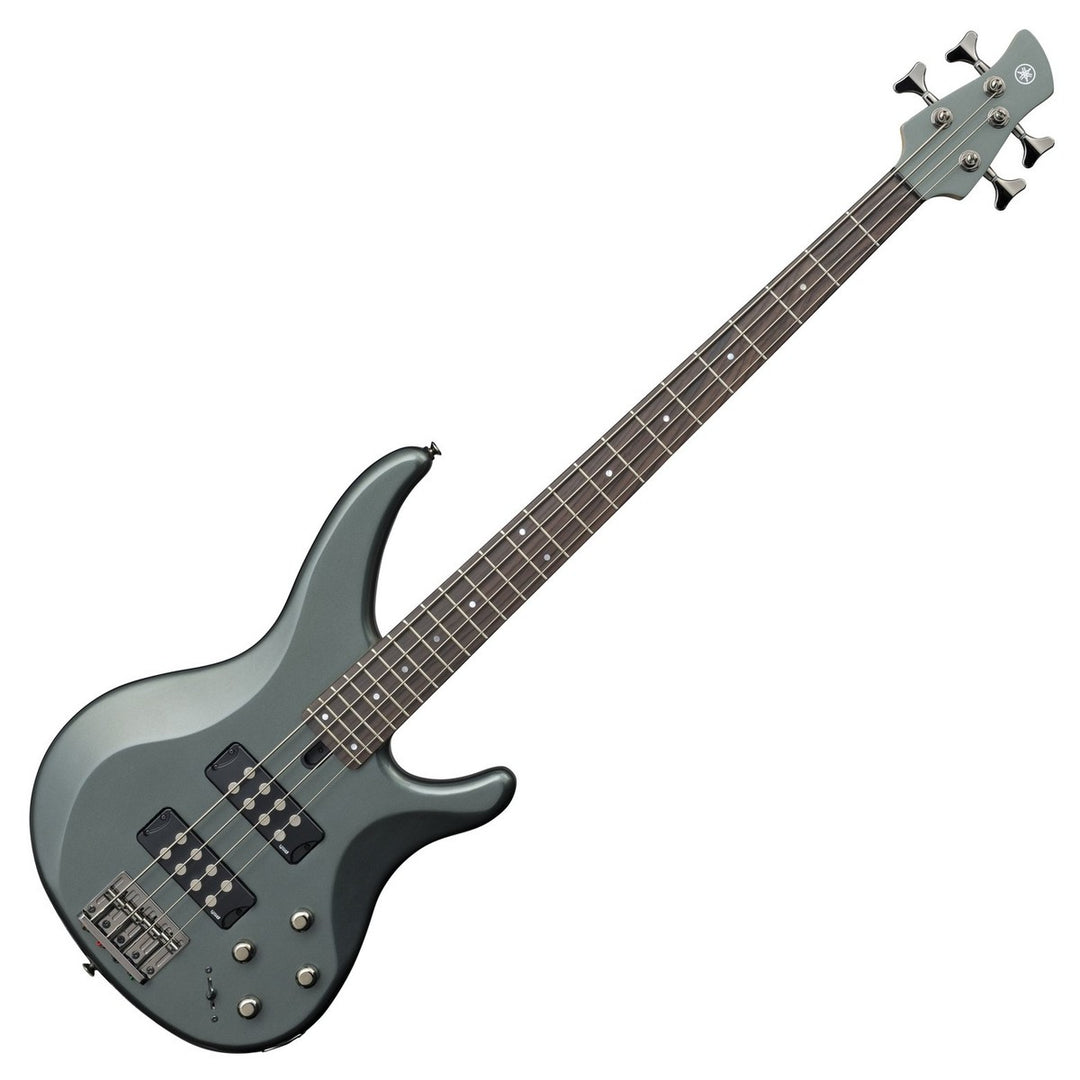 Yamaha TRBX304 Bass Guitar in Mist Green with a solid mahogany body and a 5-piece maple/mahogany neck.